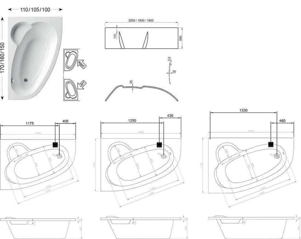 Как выбрать угловую ванну: размеры, виды, классификация угловых моделей