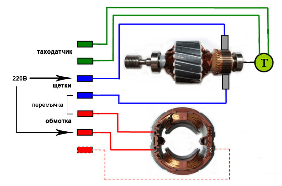Подключение двигателя от стиральной машины — схема