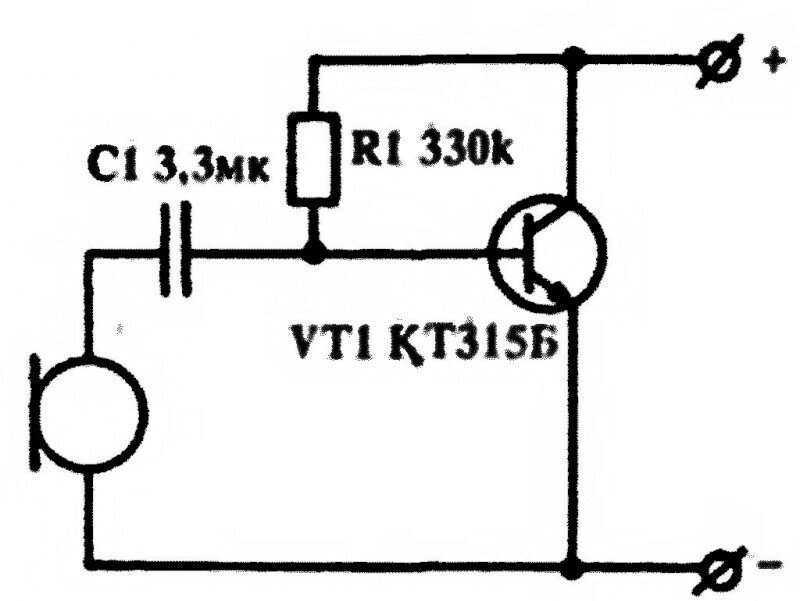 Схема микрофонного усилителя для электретного микрофона