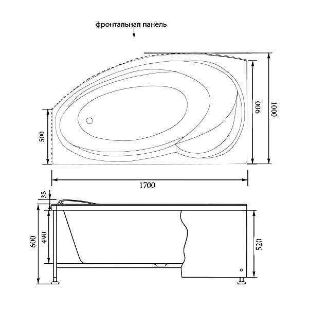 Асимметричная угловая ванна: размеры и способы установки