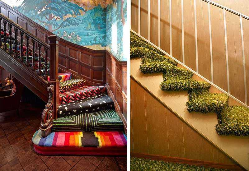 Лестница с ковролином: накладки на ступени, как обшить