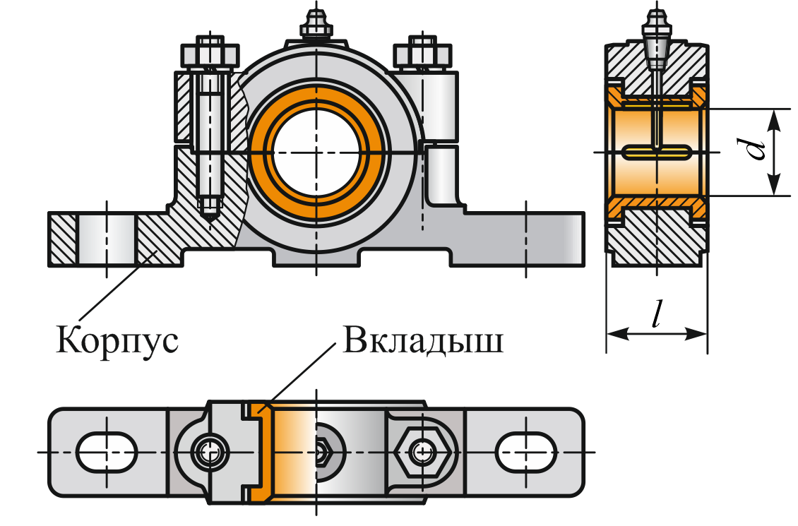 Подшипник скольжения на чертеже