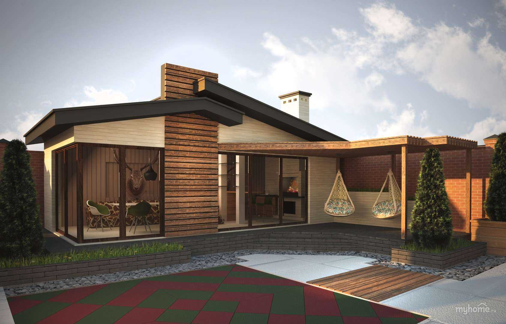 Под одной крышей: проекты бань, совмещённых с беседкой, домом и бассейном